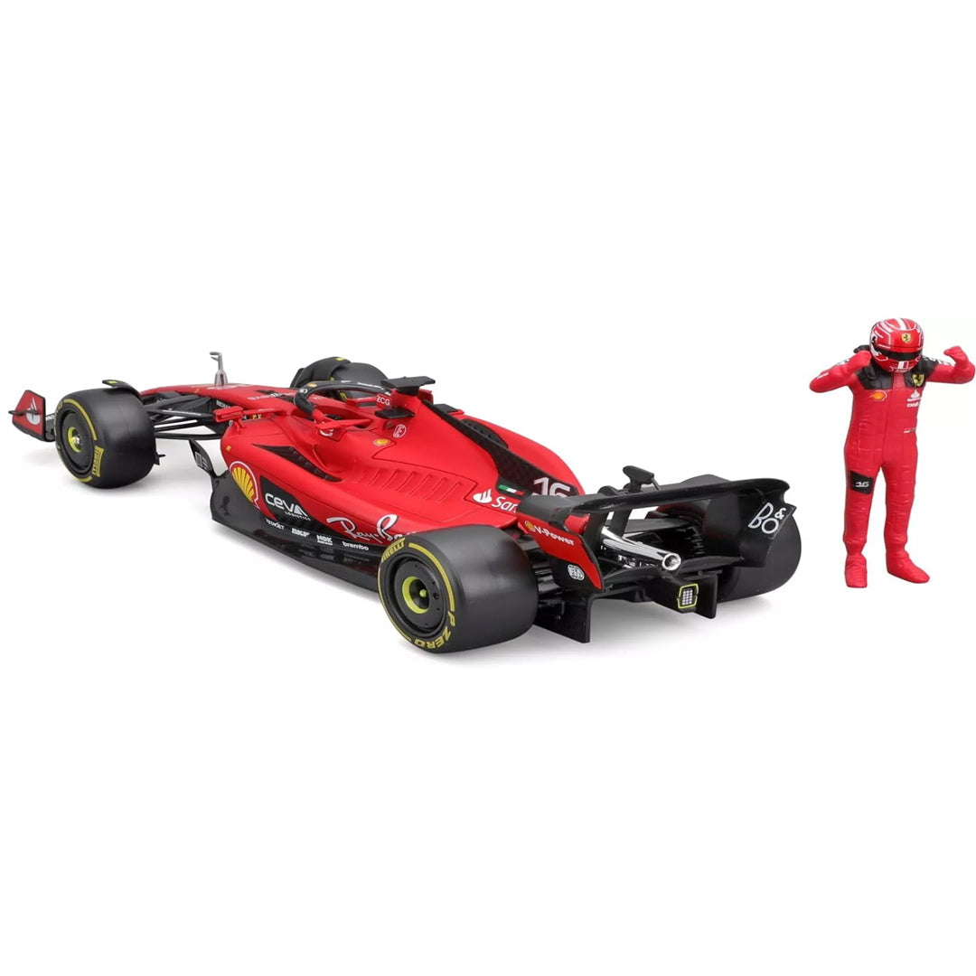 Bburago - 1/24 Scale Model Compatible with Ferrari SF23 F1# 16 Charles Leclerc 2023 with Pilot Figurine