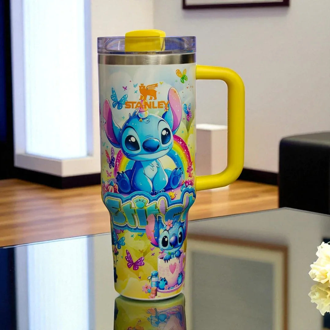 Stanley Stitch Travel Mug – 20 oz Stainless Steel Insulated Cup with Handle (Yellow) - Jaiman Toys