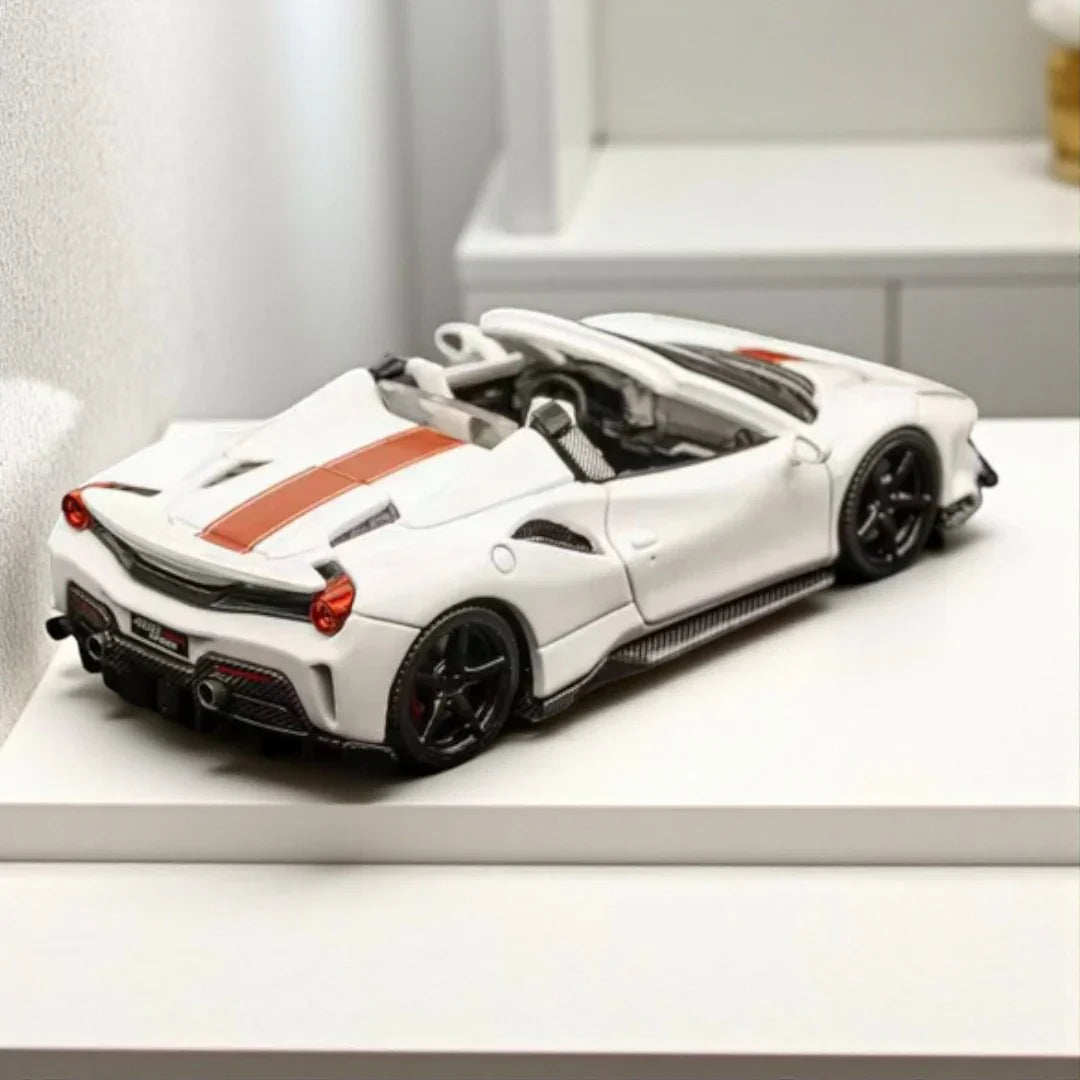 TPC 1:64 Novitec 488 Pista Spyder Model Car  White  Diecast Car Model