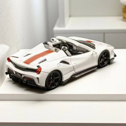 TPC 1:64 Novitec 488 Pista Spyder Model Car  White  Diecast Car Model