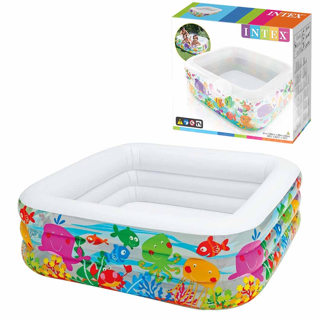 Intex 57471 Swim Center Clear View Aquarium Inflatable Swimming Pool 62.5" x 62.5" x 19.5" – Kids & Family Outdoor Garden Pool