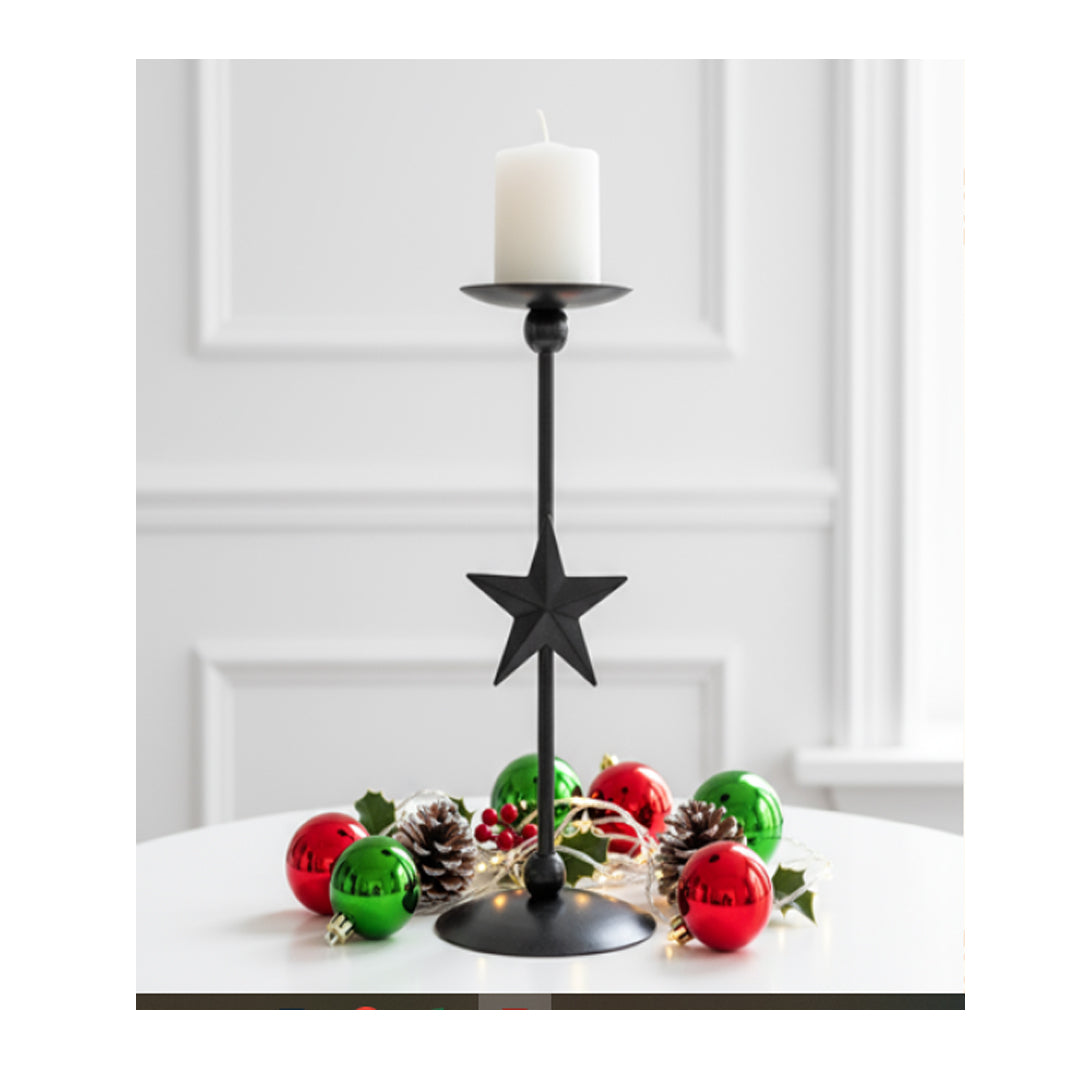 Madalina Star-Design Iron Candle Stand – Sleek Festive Accent Décor