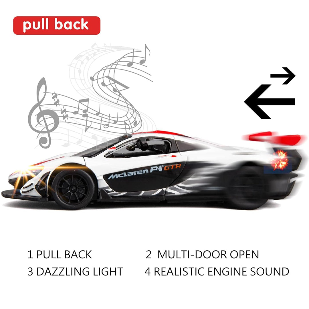 MSZ McLaren P1 Die-Cast Model Car 1:32 Scale with Pullback, Light & Sound