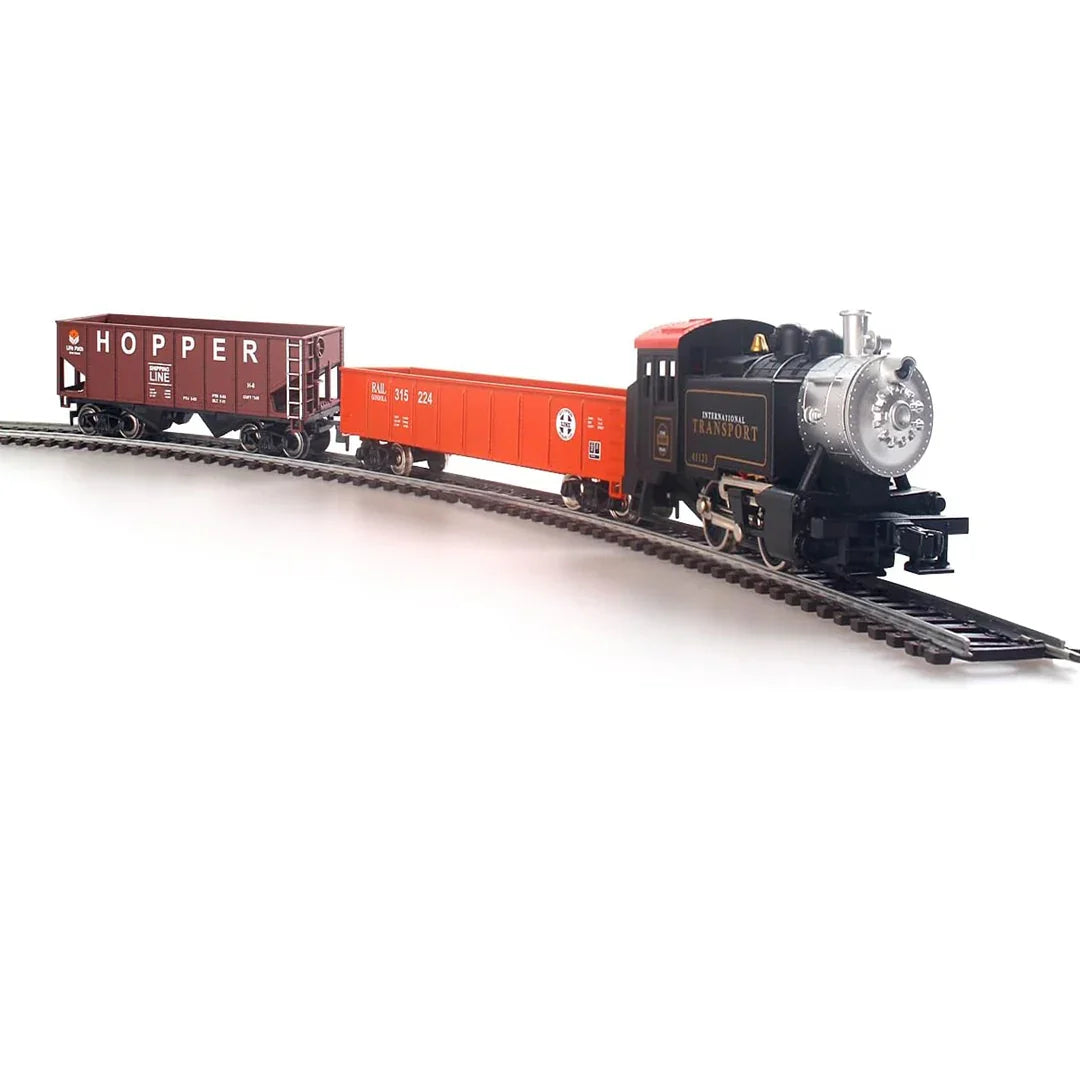 HANFLY Scale Electric Steam Locomotive Train Set 1:87 with Metal Tracks | Alloy Engine, Cargo Wagon, Speed Controller | Classic Railway Model Toy Gift