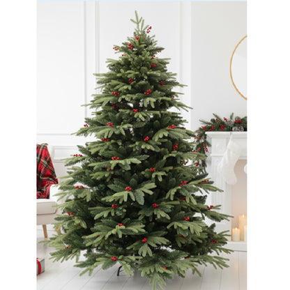 RAZ 8-Foot Lush Dual-Toned Christmas Tree | Premium Festive Tree Accented with Red Cherries for a Cheerful Holiday Look