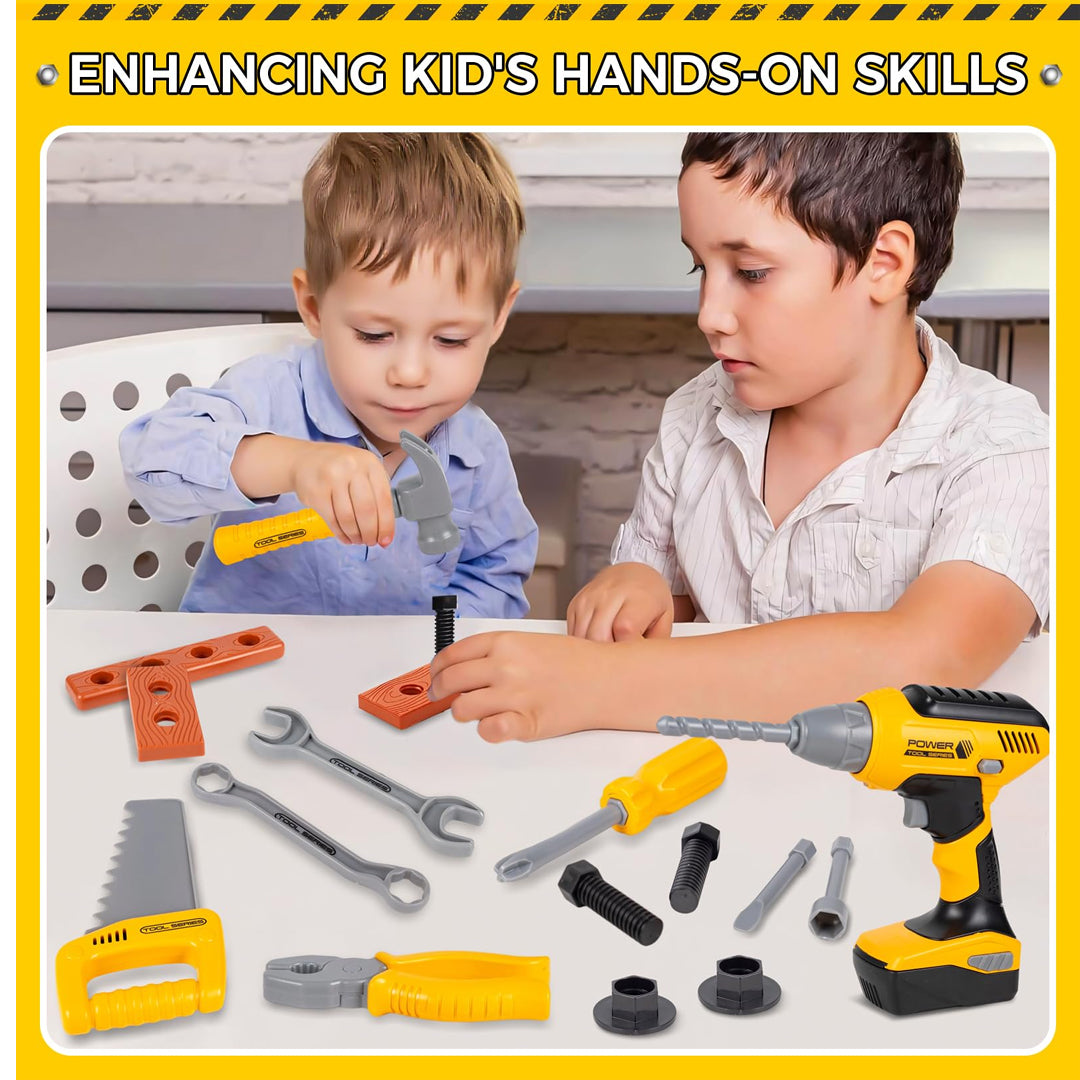 Kids Tool Set with Toy Drill & Tool Box | Pretend Play Construction Toys for Boys 3–6 Years