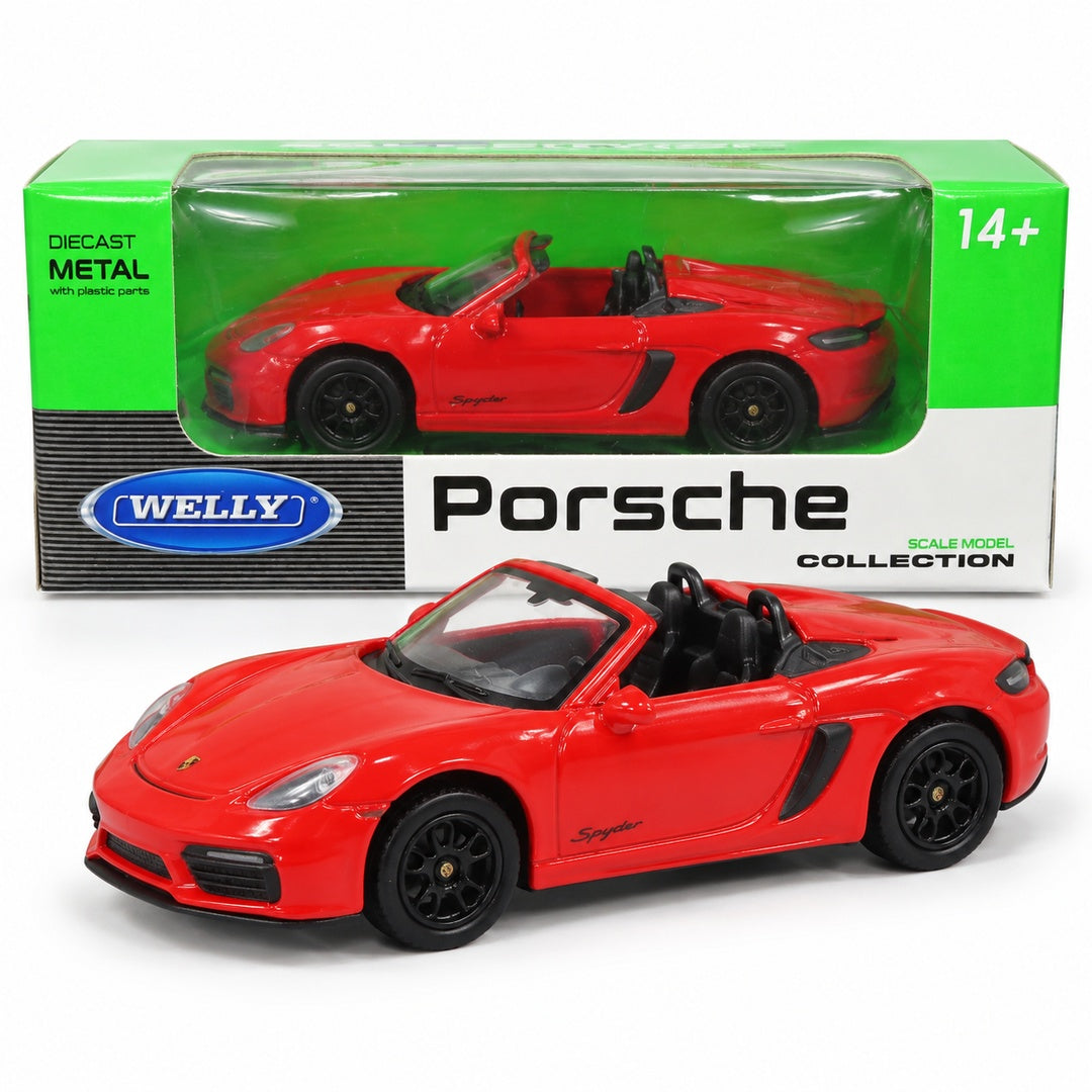 Welly 1:64 Porsche 718 Boxster Spyder Red Die-Cast Metal Model Car