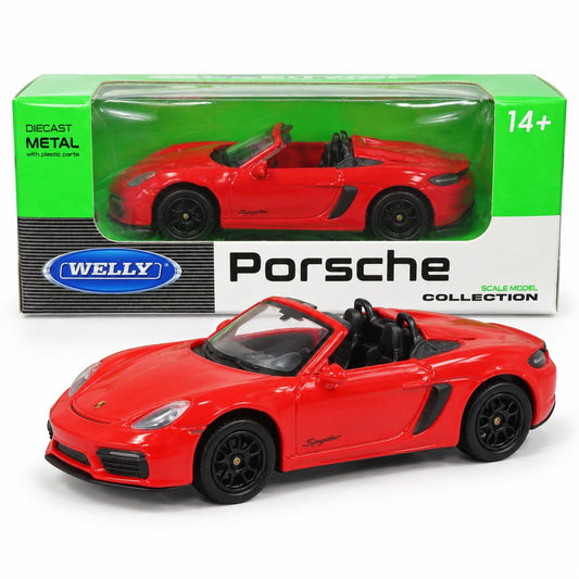 Welly 1:64 Porsche 718 Boxster Spyder Red Die-Cast Metal Model Car