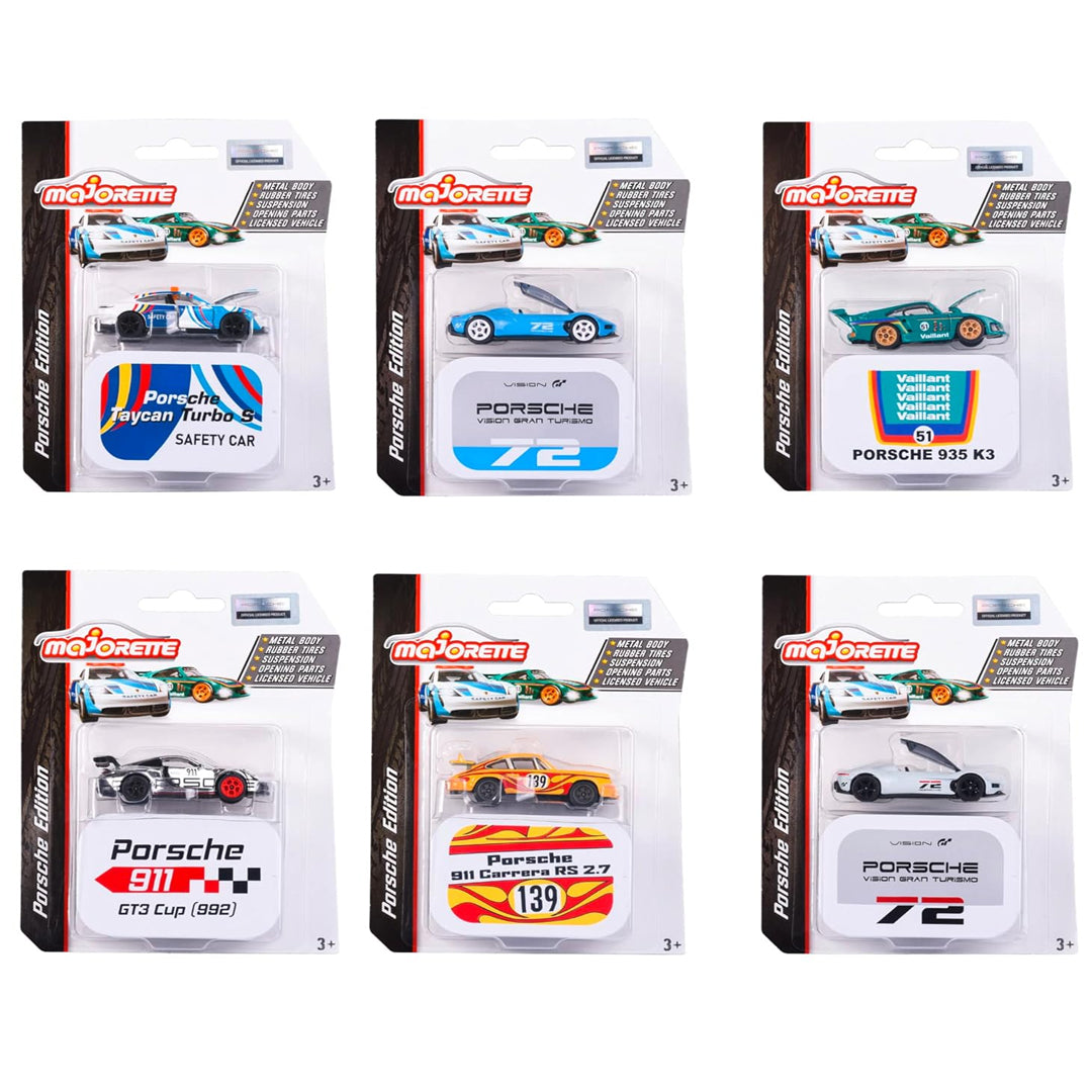 Majorette Porsche Edition Die-Cast Cars Set of 6 | Premium 1:64 Scale Licensed Models | Ages 3+