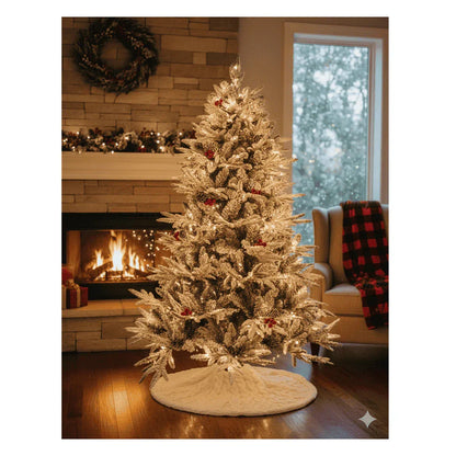 SWEN Niva 6-Feet Christmas Tree with Frosting, Red Cherries & Pine Cones | Premium Snow-Kissed Festive Tree