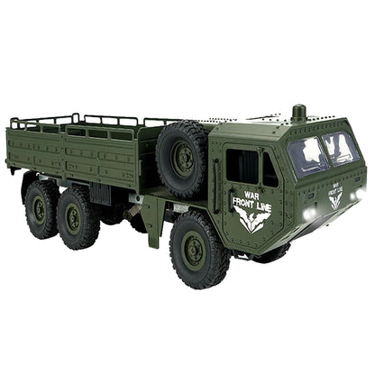 Military Transporter RC Truck 6WD | 2.4G Off-Road Army Cargo Vehicle with LED Lights (RTR)