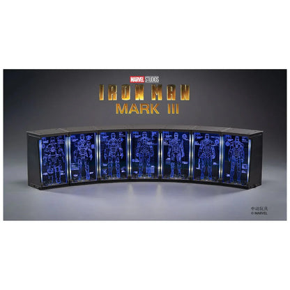 ZD Toys Iron Man MK 1 – 7-Inch Action Figure with Hall of Armor | Hologram Light-Up Display | Marvel 1:10 Collector Edition