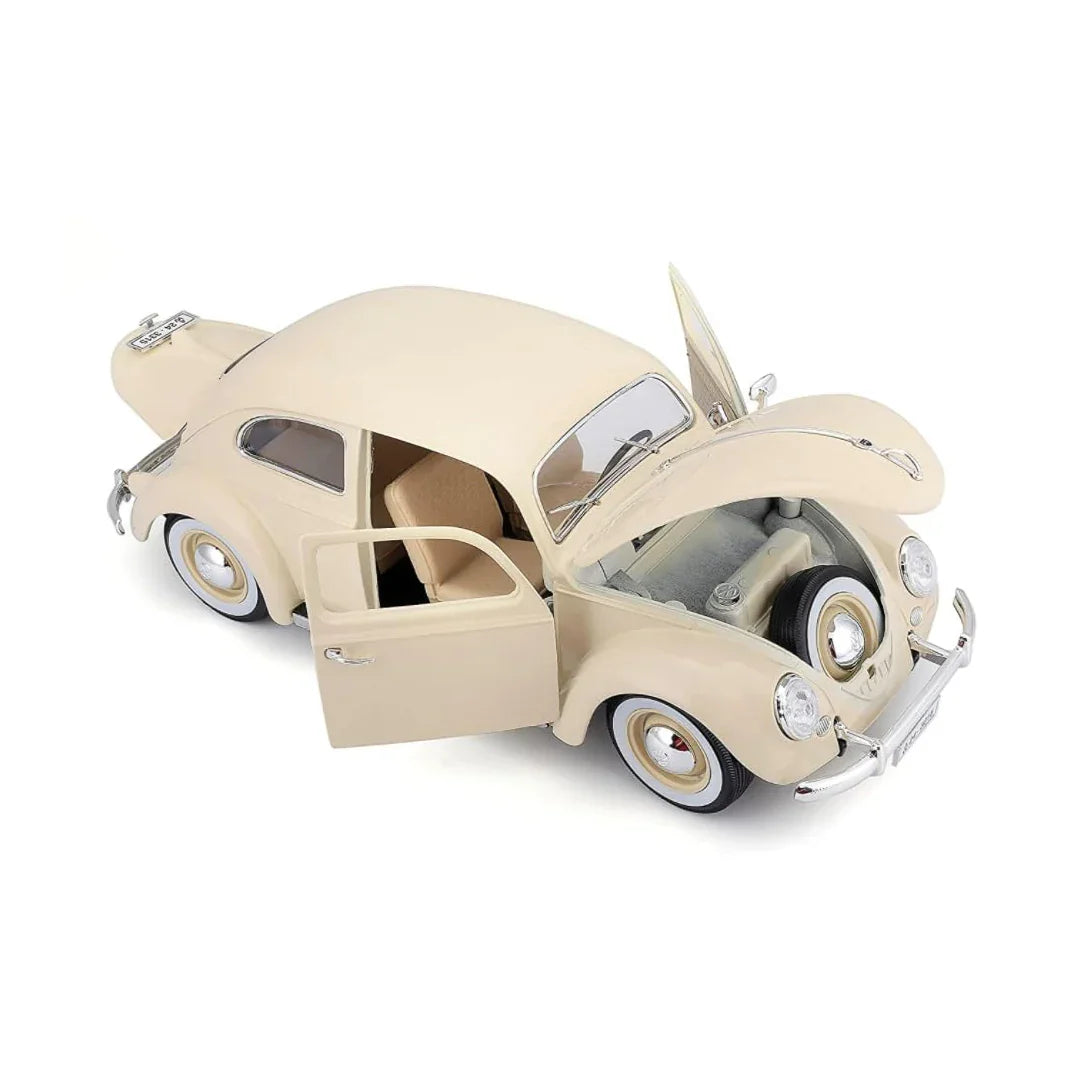 Bburago 1:18 Volkswagen Beetle 1955 (Off-White) – Vintage Classic Car Diecast Model