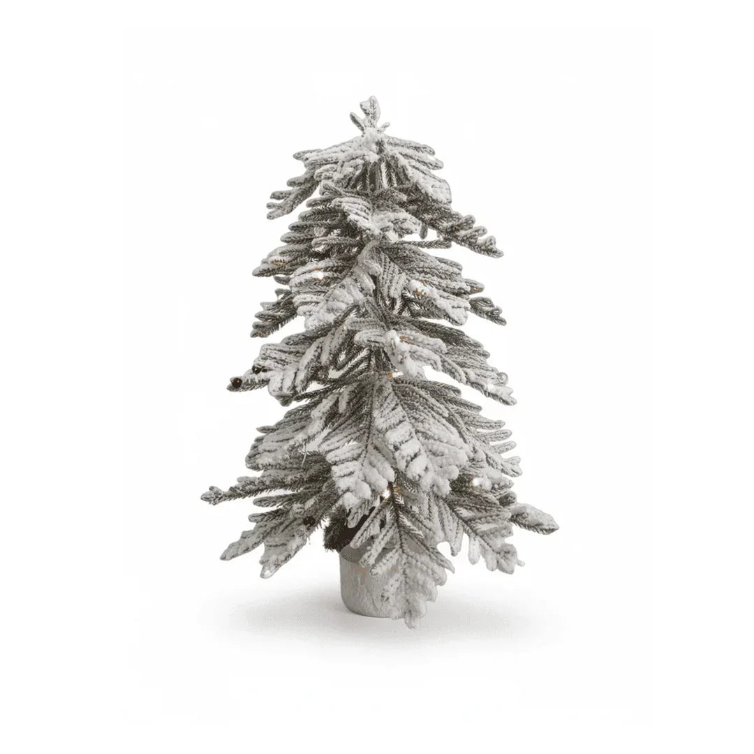 SWEN Luce 2-Feet Tabletop Christmas Tree with Frosting & Wooden Base | Premium Mini Snow-Kissed Décor