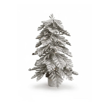 SWEN Luce 2-Feet Tabletop Christmas Tree with Frosting & Wooden Base | Premium Mini Snow-Kissed Décor