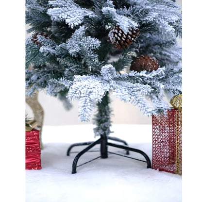 SWEN Eaton 4-Feet Christmas Tree with Frosted Tips & Pine Cones | Snow-Kissed Decorative Holiday Tree