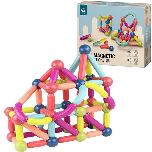 Magnetic Sticks Building Set (42 Pcs) | STEM Construction Toy for Kids 3+ | Strong Magnets, Creative Models & Learning Play
