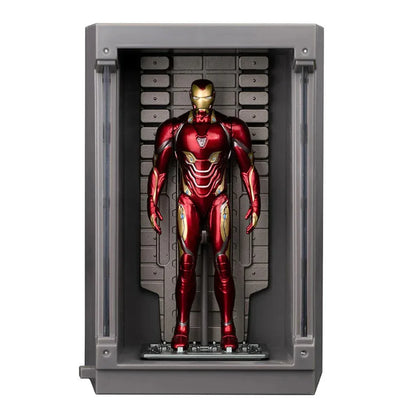 Marvel Iron Man Hall of Armor – Mark 50 (4-Inch Figure) Light-Up Display Chamber | Articulated Iron Man Action Figure with LED Armor Pod