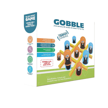 Tic Tac Toe Gobble Board Game | Fun Strategy Game for Kids 3+ | Classic XO Game with Cute Gobbler Pieces