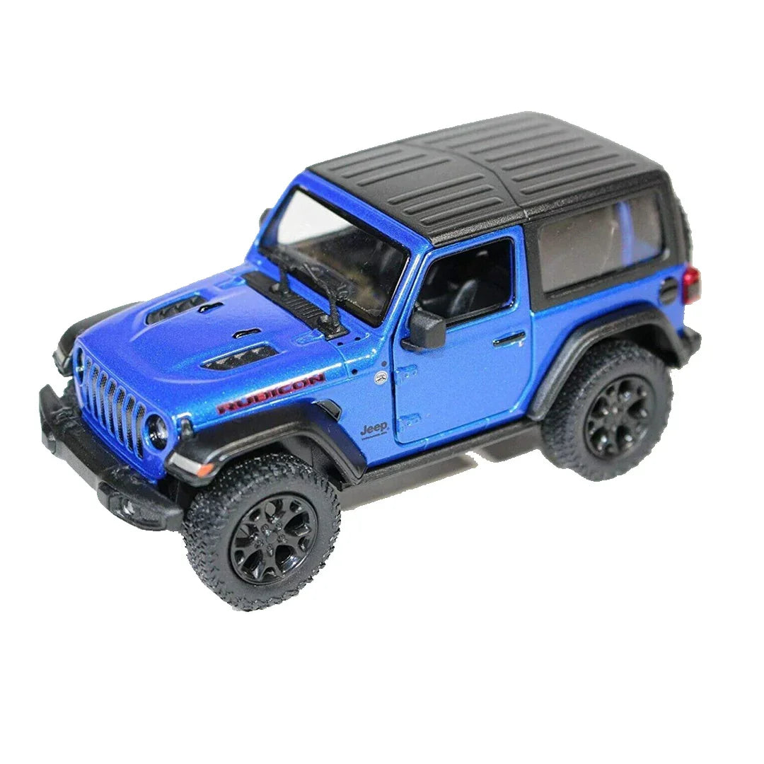 KiNSMART KT5412WB 2018 Jeep Wrangler Rubicon – 1:34 Scale Die-Cast Model Toy Car - Blue - Jaiman Toys