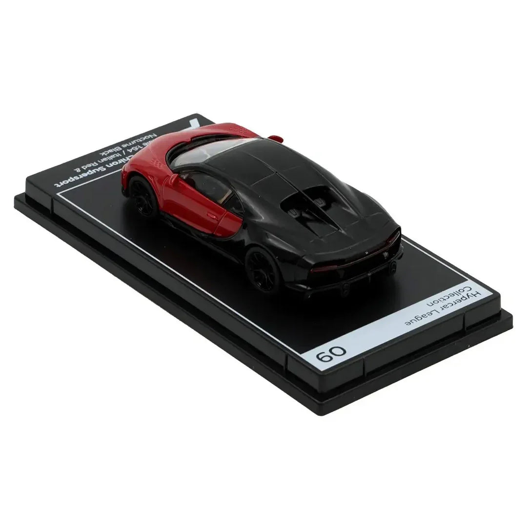 PosterCars 1:64 H09 – Bugatti Chiron Supersport Italian Red & Nocturne Black with Acrylic Box | - Jaiman Toys