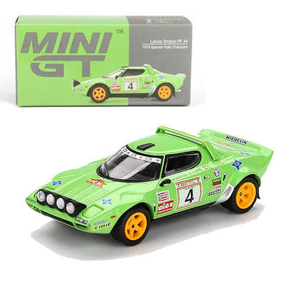 Mini GT Lamborghini Murcielago GT Evo Black + Lancia Stratos HF #4 1979 Soanish Rally Champion – Set of 2 Premium 1:64 Diecast Cars