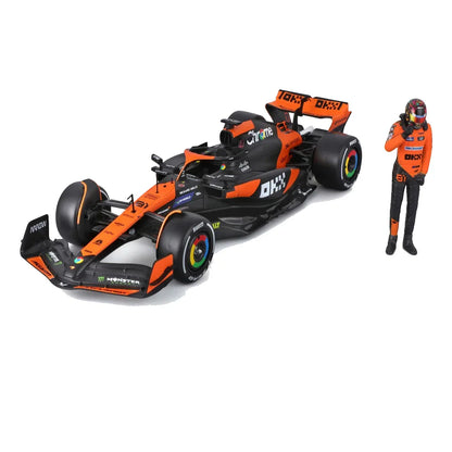 Bburago 1:24 McLaren MCL38 Miami GP 2024 – Oscar Piastri Diecast Car with Driver Figurine