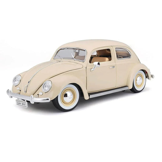 Bburago 1:18 Volkswagen Beetle 1955 (Off-White) – Vintage Classic Car Diecast Model