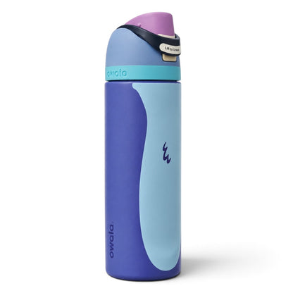 Owala FreeSip 710 ml (24 oz) Insulated Stainless Steel Water Bottle with Built-In Straw, Locking Push-Button Lid and Contoured Body – Blue & Purple
