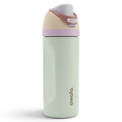 Owala FreeSip 475 ml (16 oz) Insulated Stainless Steel Water Bottle with Built-In Straw and Locking Push-Button Lid – Sage Green & Pink