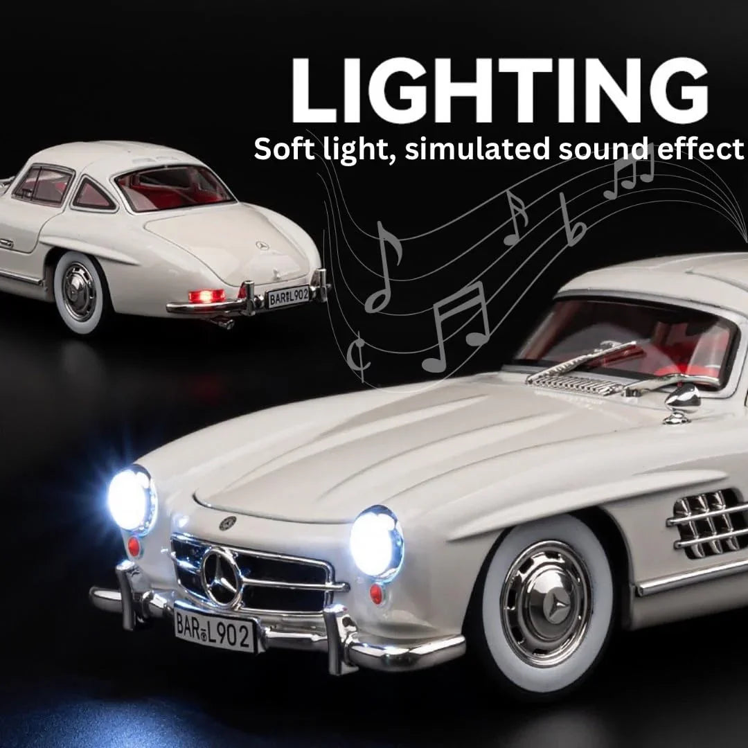 1:24 Mercedes-Benz 300SL Die-Cast Alloy Model Car – Pull Back Sports Car Toy with Openable Doors, Light & Music (Green) - Jaiman Toys