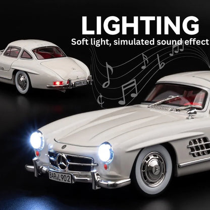 1:24 Mercedes-Benz 300SL Die-Cast Alloy Model Car – Pull Back Sports Car Toy with Openable Doors, Light & Music (Green) - Jaiman Toys
