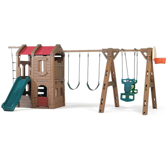Step2 Naturally Playful Adventure Lodge Play Center with Glider – Kids Outdoor Activity Set - Jaiman Toys