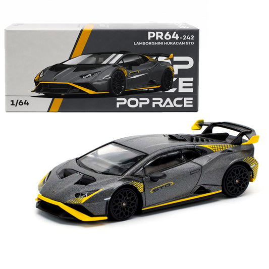 POP RACE 1:64 Lamborghini Huracán STO Grey PR64-242 | Official Licensed Diecast Model Car (BGX)