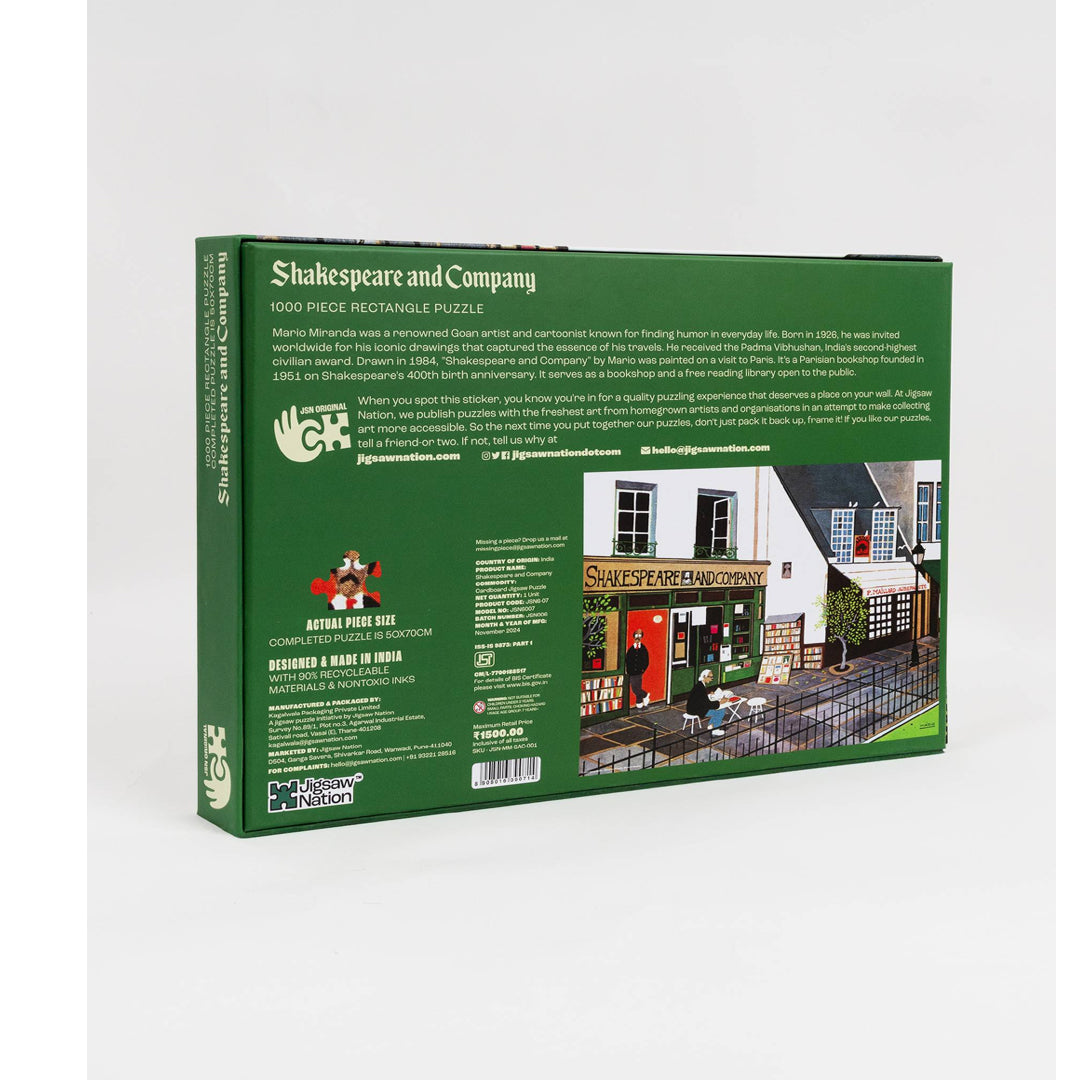 Shakespeare and Company – 1000-Piece Artist Jigsaw Puzzle by Mario Miranda | Literary Art Puzzle for Adults & Kids