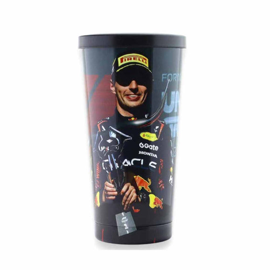 Max Verstappen Red Bull F1 Inspired Tumbler Cup with Lid 500ml – Formula 1 Racing Theme Travel Drink Cup for Motorsport Fans