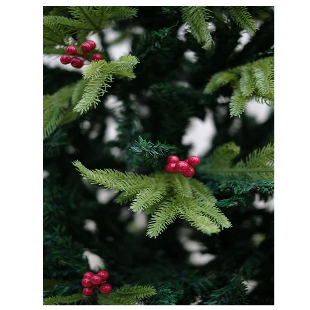 RAZ 8-Foot Lush Dual-Toned Christmas Tree | Premium Festive Tree Accented with Red Cherries for a Cheerful Holiday Look