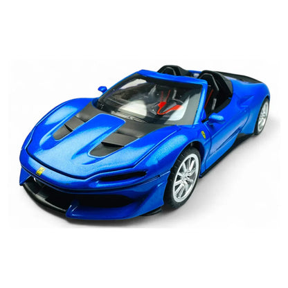 JOY JUNCTION Ferrari J50 1:32 Scale Alloy Metal Pullback Die-Cast Car – Blue with Lights, Music & Openable Doors - Jaiman Toys