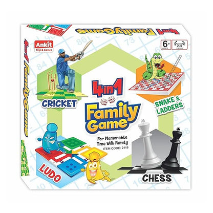 Ankit Toys 4-in-1 Family Game Set – 30×30 cm Multi Board for Kids & Adults
