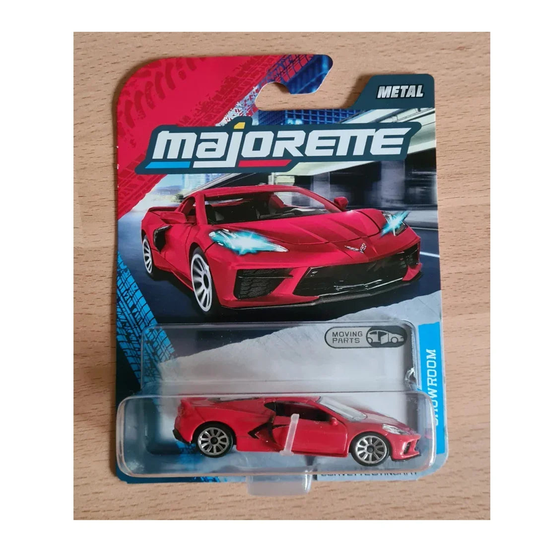 Majorette Showroom Chevrolet Corvette  Die-Cast Car – Red | 1:64 Scale | Moving Parts | Metal