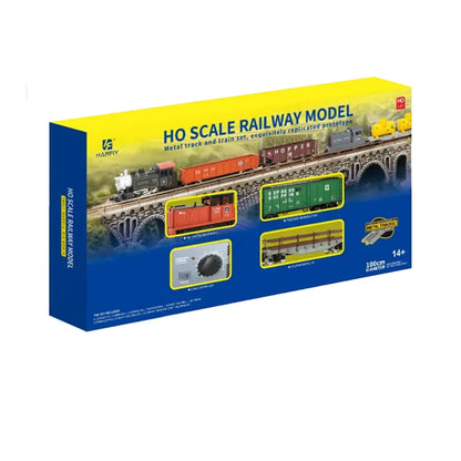 HO 1:87 Scale Electric Train Set with Metal Circular Track & Controller – Beginner Railway Model Kit (100cm Loop)