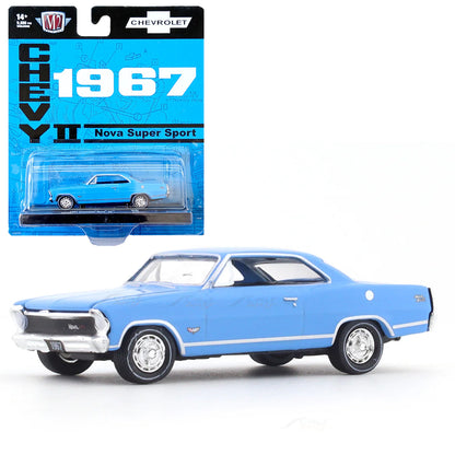 M2 Machines Auto-Drivers – 1967 Chevrolet Nova Super Sport (Blue) 1:64 Diecast Model Car