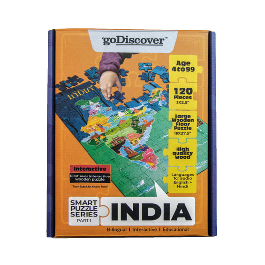 goDiscover India Map Puzzle for Kids | 120-Piece Educational Learning Puzzle (4+ Years)