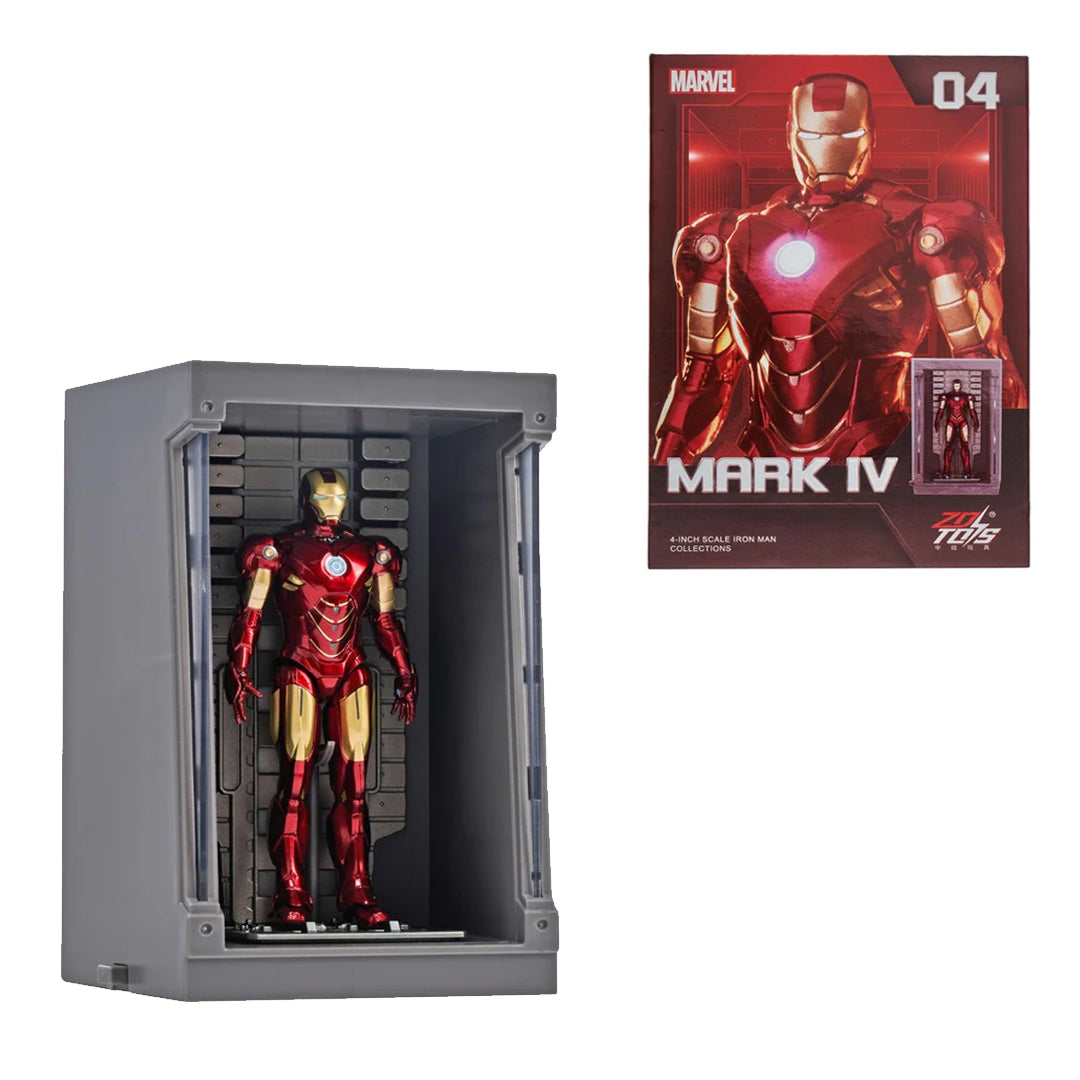 Marvel Studios The Infinity Saga Iron Man Mark IV (MK04) 4-Inch Action Figure with Light-Up Display Chamber | ZD Toys