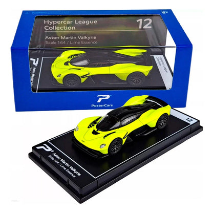 PosterCars H12 – Aston Martin Valkyrie with Acrylic Box (Lime Essence) 1:64 Diecast Car Model - Jaiman Toys