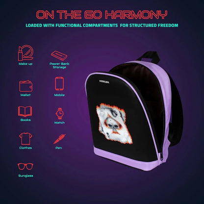 Hookaba Bold Bling Bag – LED Light-Up Fashion Backpack | Hard Shell | Waterproof | Statement Style - Purple - Jaiman Toys