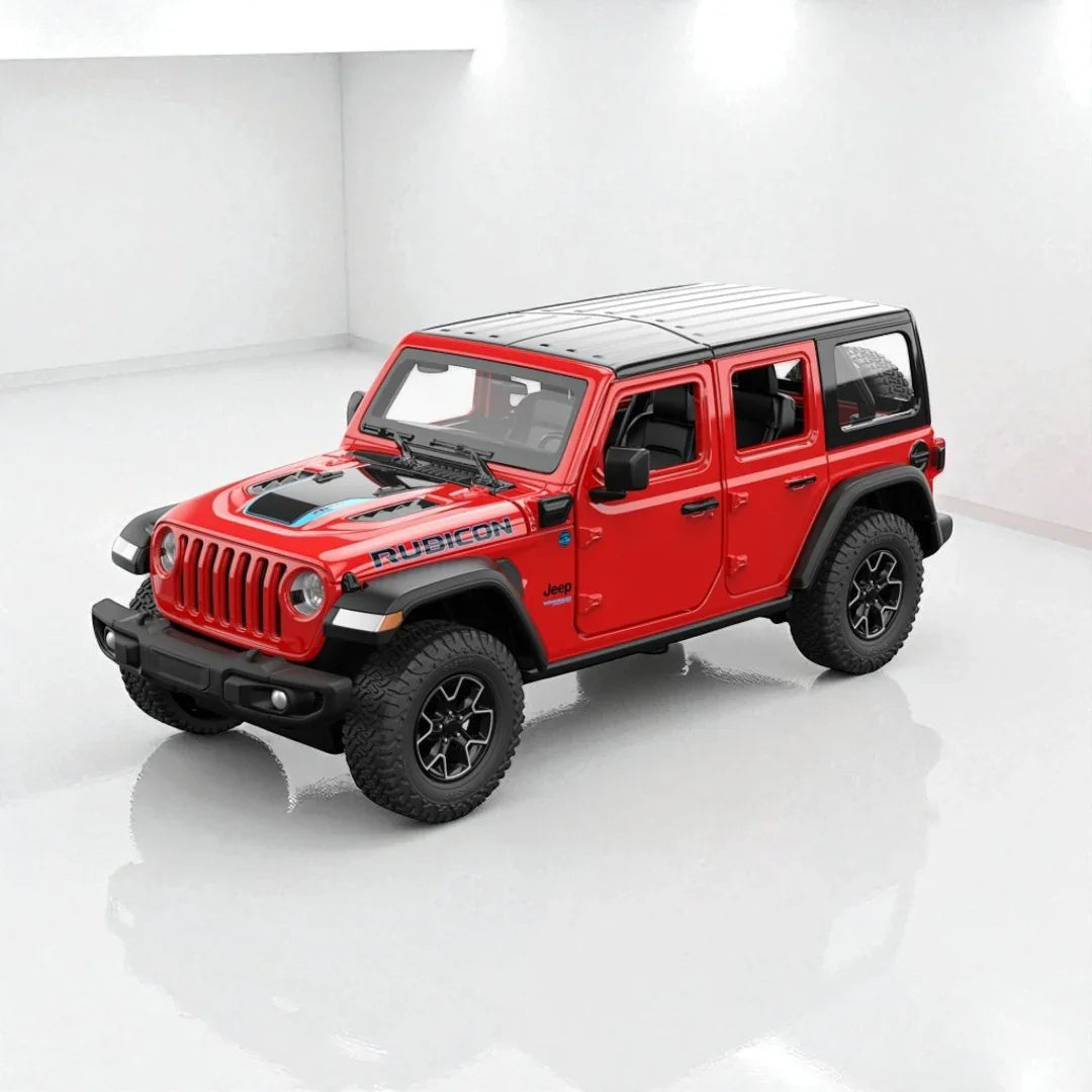 Rastar 1:24 Jeep Wrangler Rubicon 4xe Die-Cast Model – Red | Openable Doors (64610) - Jaiman Toys