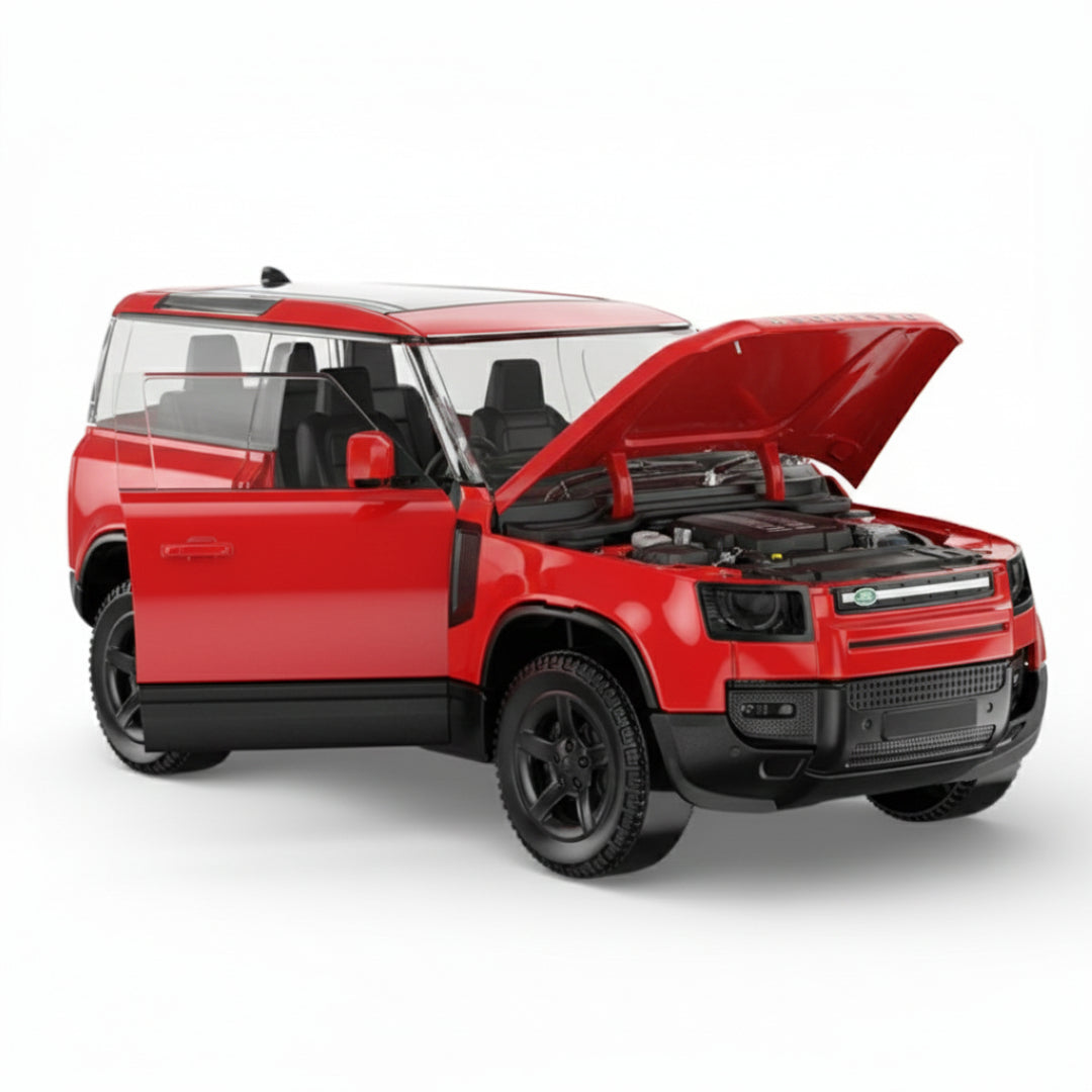 RASTAR 1:24 Scale Land Rover Defender 90 Diecast Model Car – Red SUV | Premium Metal Collectible with Opening Doors