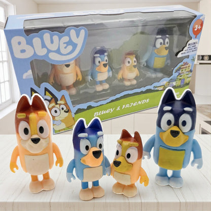 Bluey & Friends 4-Pack Figure Set – Chilli, Bluey, Bingo & Bandit | Official Collectible Toy Figures (3+ Years)