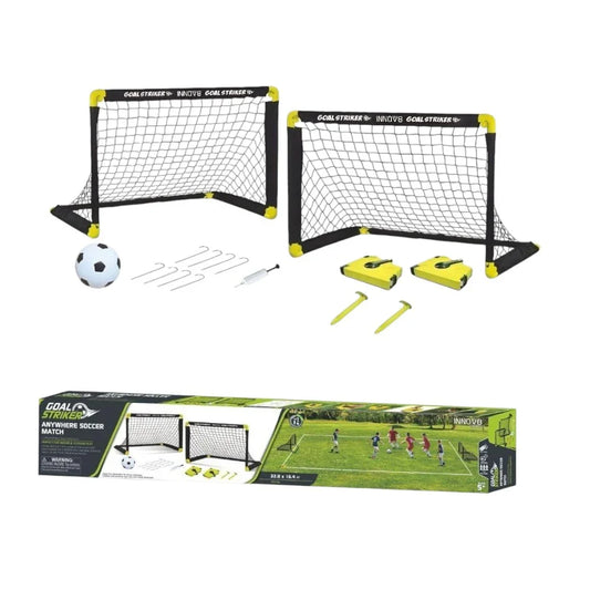 Innov8 Anywhere Soccer Match Set, Portable Football Goals with Ball, Pitch Markers, for Kids 5+ and Adults - Jaiman Toys